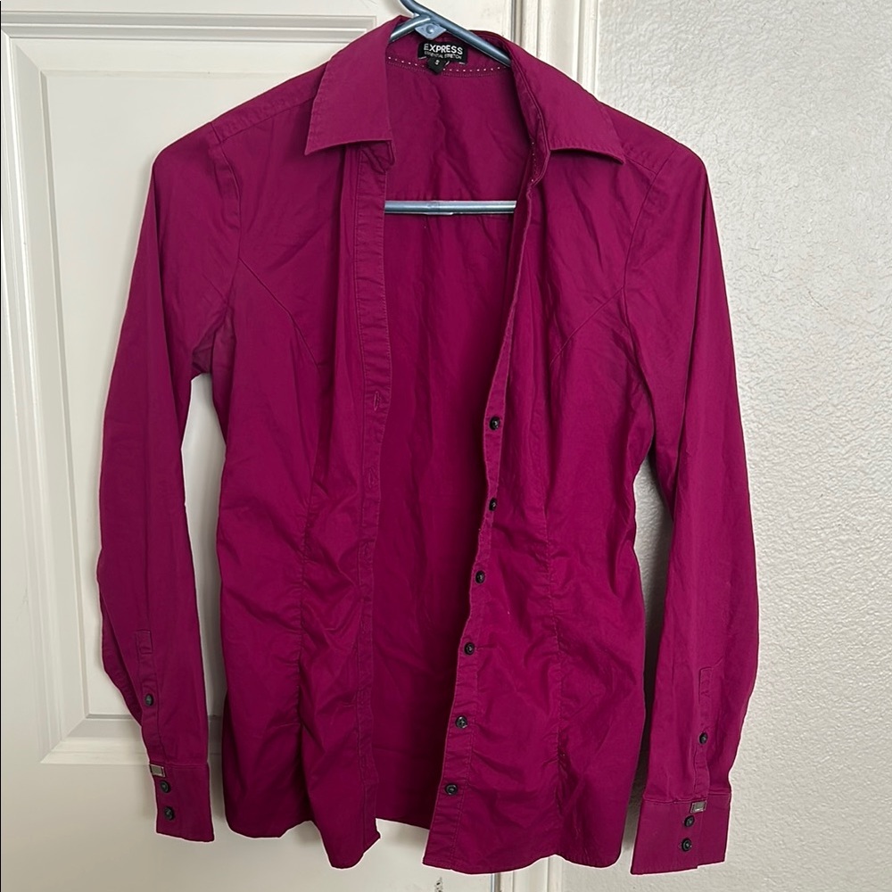 Express Men's Fuchsia Button-Up Shirt